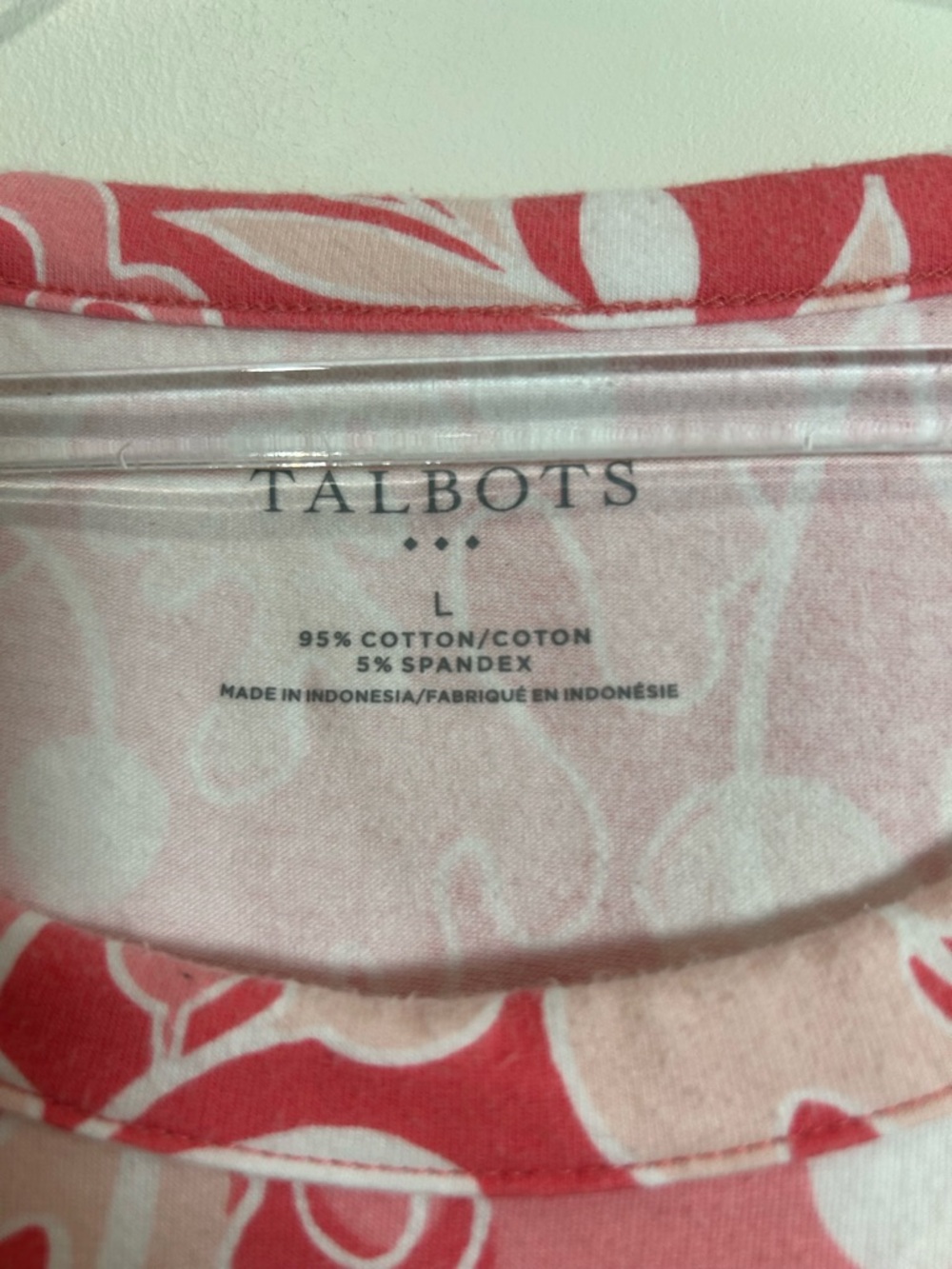 Talbots Top Women Sz L Pink Floral Cotton Tee Spring Lightweight Stretchy Casual - Picture 2 of 9